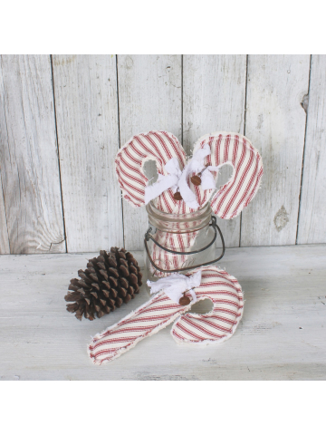 Handmade Red and White Stripe Ticking Candy Canes, Christmas Farmhouse and Cottage Decor