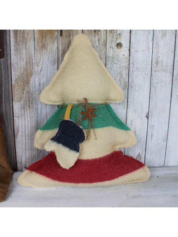 Vintage Pendleton Wool Blanket Tree and Mitten Pillow, Christmas Pillow