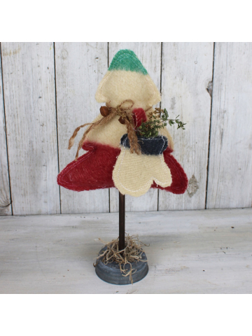Vintage Pendleton Wool  12" Christmas Tree with a Antique Ball Zinc Lid Base, Table Tree