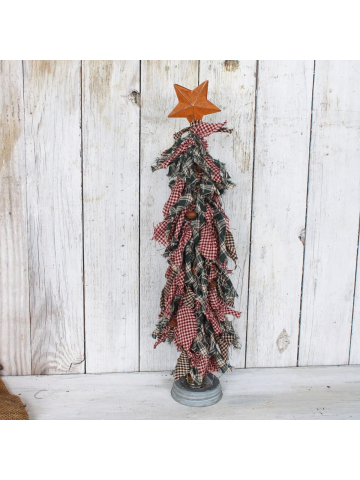 Primitive Home Spun Rag Tree, Rag Christmas Tree on Vintage Textile Spool