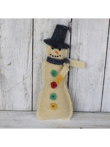 Vintage Pendleton Wool Farmhouse Snowman, Snowman Ornaments, Vintage Christmas  Snowman