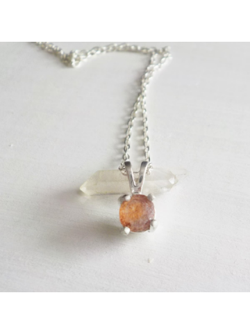 Padparadscha Montana Sapphire Necklace, Sterling Silver Sapphire Necklace, September Birthstone