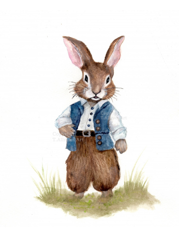 Original Bunny Rabbit Watercolor Print, Peter Rabbit inspired, Rabbit Illustration