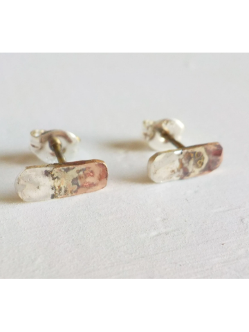 Hammered Pure Copper and Fine Silver Bar Studs, Copper and Fine Silver Earrings, Everyday Studs, Minimalist Studs, Copper Jewelry