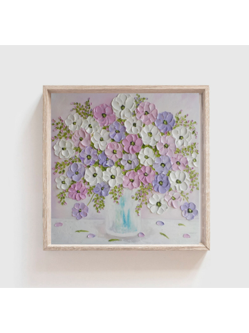 Custom Pastel Wildflower Oil Impasto Painting, Pastel Flower Oil Textured Painting