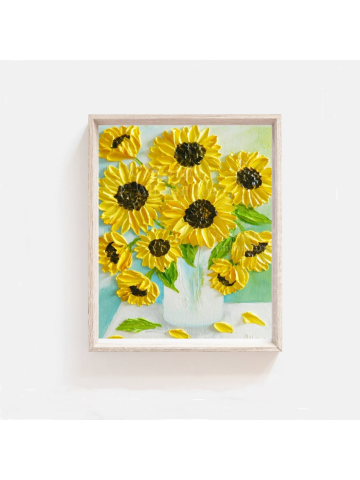 Sunflower Oil Painting Impasto Painting , Custom Sunflower Original Painting, Summer Wedding,Home Decor,