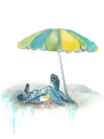 Sea Turtles Sun Bathing, Sea Turtle Series Watercolor, Childrens Art, Beach Art